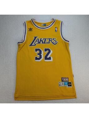 Adidas Los Angeles Lakers #32 Magic Johnson Jersey Mens Large Plus 2 Length NBA